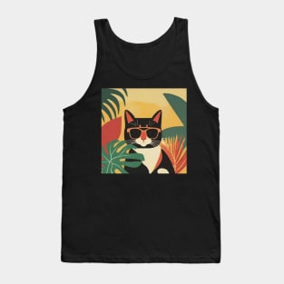 Tropical Sunglasses Cat Tank Top